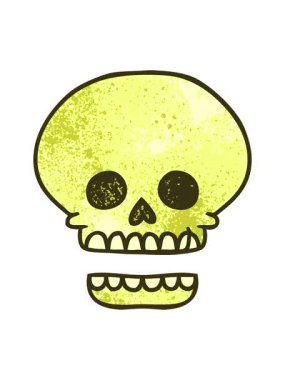 Bir kafatası karalaması çizilmiş el çiziminin renk animasyonunu değiştiriyor