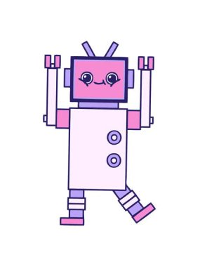 Güzel bir robot çiziminin titreşimli hareketli animasyonu