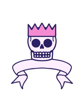 Kafatası ve taç sancağıyla geleneksel dövmenin hareketli animasyonu