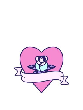 Dövmenin animasyonunu geleneksel tarzdaki kalp gül ve bayrağıyla genişletiyorum.