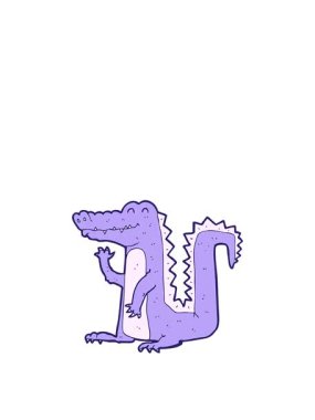 Çizgi film timsahının zıplama hareketi karalaması