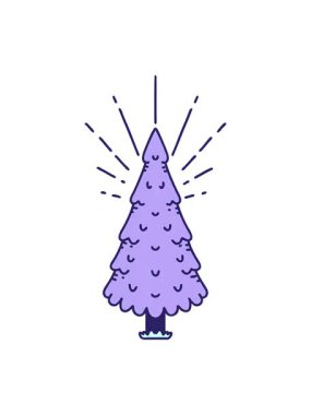 Geleneksel bir çam ağacının çiziminin canlandırma efektini piksel hale getir