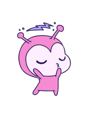 Şirin bir kawaii uzaylısının el yazısıyla çizilmiş titreşimli animasyonu