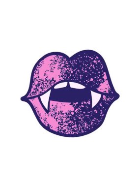 Grunge 'un hareketli animasyonu desenli çizim vampir ağzı.