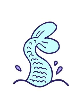 Çizgi roman tarzı deniz kızı kuyruğunun titreyen hareketi.