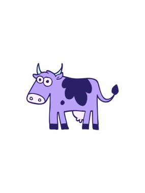 Çizgi film karalama çiftliği ineğinin radyoaktif parlak animasyonu