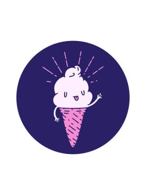 Dikkat çekici bir dövme stili dondurma karakterinin canlandırması.