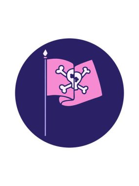 Bir korsan bayrağının ikonik dövme görüntüsünün hareketli animasyonu