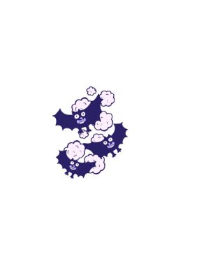 Çizgi film yarasalarının yatay titreşimli animasyonu