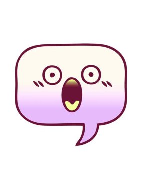 Parlak renkli bir konuşma baloncuğunun gradyan gölgeli karikatürünü salla ve durdur