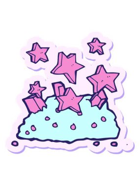 Bir çizgi film yığınının çıkartmasının parlak ışık efekti.