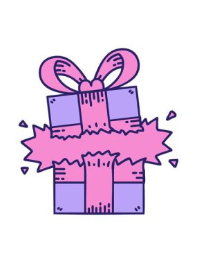 Karikatür dövmesinin hareketli animasyonu geleneksel bir hediye tarzında