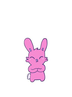 Sevimli el çizimi çizgi film tavşanının animasyonunu uzatıyorum.