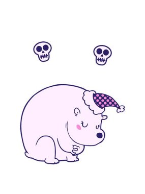 Noel Baba şapkası takan bir kutup ayısının çizgi roman stili animasyonu.