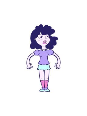 Pikselleştirme efekti karikatür güzel kız şok olmuş ifade ile