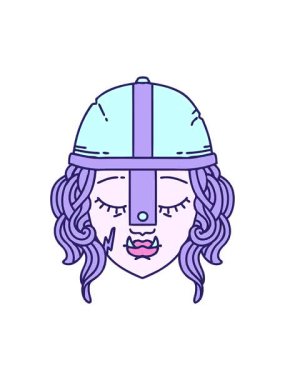 Retro Tattoo Biçimli Ork savaşçı yüzünün basınçlı animasyonu