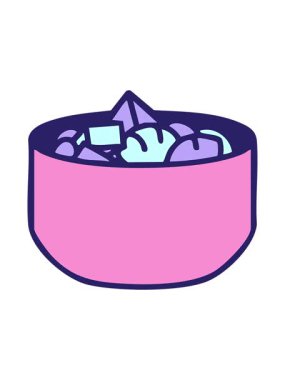 Karışık deniz ürünleri ve sebze Japon yemek kasesi çiziminin animasyonunu durdurup duraklat