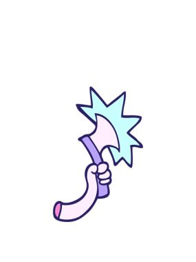 El çizimi karikatür tarzı baltayla çizgi film kolunu kaldırıyorum.