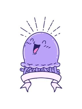 Titreyen hareket animasyonu dövmeli parşömen sancağının mutlu denizanası