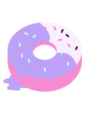 Lezzetli bir buzlu çöreğin düz renk çiziminin canlandırmasını bob ve duraklat