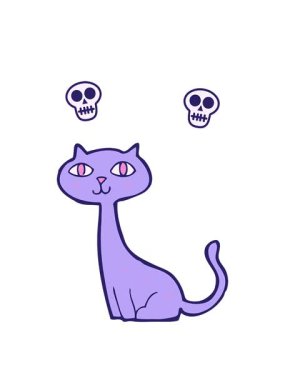 Bir kedi karakterinin çizgi filminin kafatası animasyonu