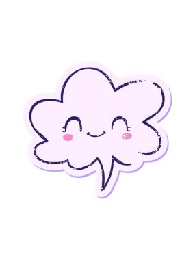 Konuşma baloncuklu sevimli çizgi film suratının dönen hareket animasyonu sıkıntılı eski çıkartma