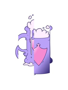 Çizgi film köpüklü biranın bölünen hareketi