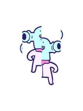 Dost canlısı çizgi film uzaylısının bölünmüş hareketi