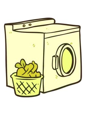 Çizgi film çamaşır makinesi ve çamaşır makinesinin renkli animasyonunu değiştirmek