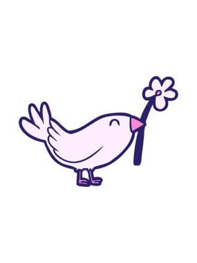 Çiçekli çizgi film kuşunun parlak ışık efekti