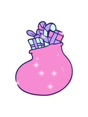 Noel hediyelerinin karikatür karalama çantasının ışıltı etkisi.