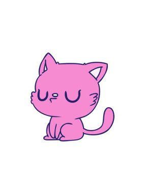 Serbest elle çizilen çizgi film kawaii kedisinin yıldız patlaması etkisi animasyonu