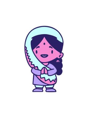 Geleneksel kıyafet tasarımlı Hintli kadının hareketli animasyonu