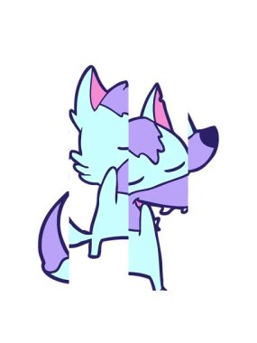 Karikatür kurdunun gülüşünün bölünmüş hareketi.