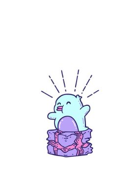 Şimdiki zamanda oturan bir penguen canlandırmasının zıplama hareketi