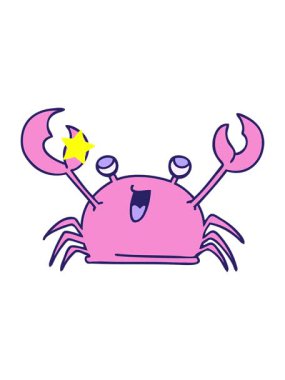 Parlayan yıldızlar garip çizgi film mutlu yengecin animasyonunu etkiler.