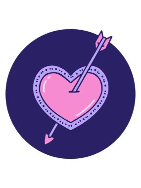 vintage dövme stili animasyonunun piksel efekti bir ok ve kalp tanımlaması