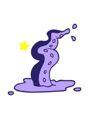 Parlayan yıldızlar çizgi film animasyonunu etkiler. Karalama, ürkütücü dokunaçlar.