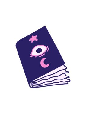 Göz küreli ürkütücü bir büyü kitabının dikkat çekici animasyonu