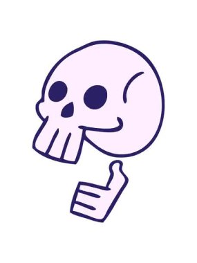 El hareketlerinin titreyen animasyonu çizilmiş tuhaf bir kafatası.