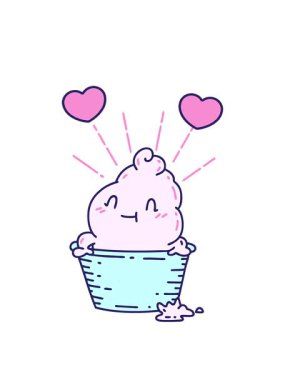 Dondurma çizgi film karakterinin dönen kalp animasyonu