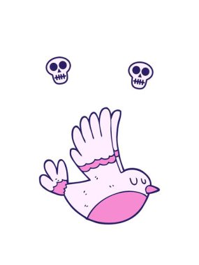 Uçan karikatür karikatürü çizilmiş kafatası animasyonu