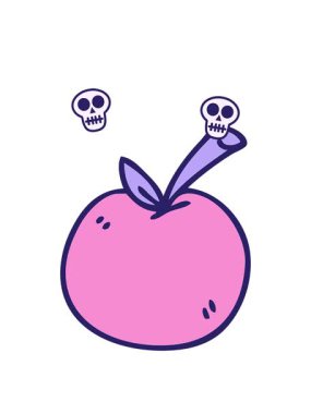 Elle çizilmiş çizgi film elmasının kafatası animasyonu