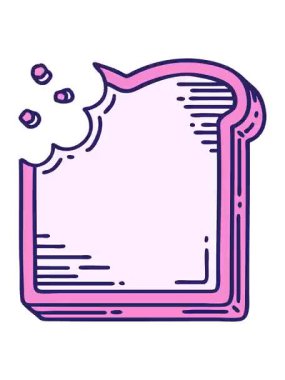 Dövmenin titreyen animasyonu geleneksel bir şekilde ısırılmış ekmek dilimi şeklinde.