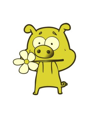 Mutlu çizgi film domuzunun renkli animasyonu