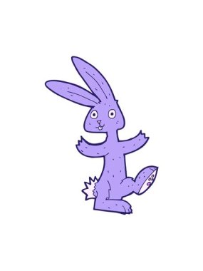 Karikatür tavşan karakterinin titreşimli hareketi