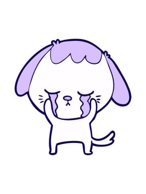 Şirin, ağlayan köpek yavrusunun neon ışık efekti animasyonu