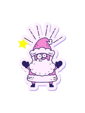 Parlayan yıldızlar, Noel Baba karakterinin dövme stili çıkartmasının animasyonunu etkiler.