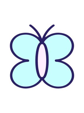 Basit parlak çizgi film kelebeğinin dikkat çekici animasyonu