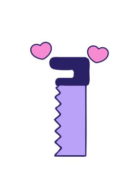 dönen kalp animasyonu çizilmiş el çizimi metal testerenin karikatürü